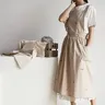 Tablier imperméable brodé en coton lavé avec poches pour… – vue 4