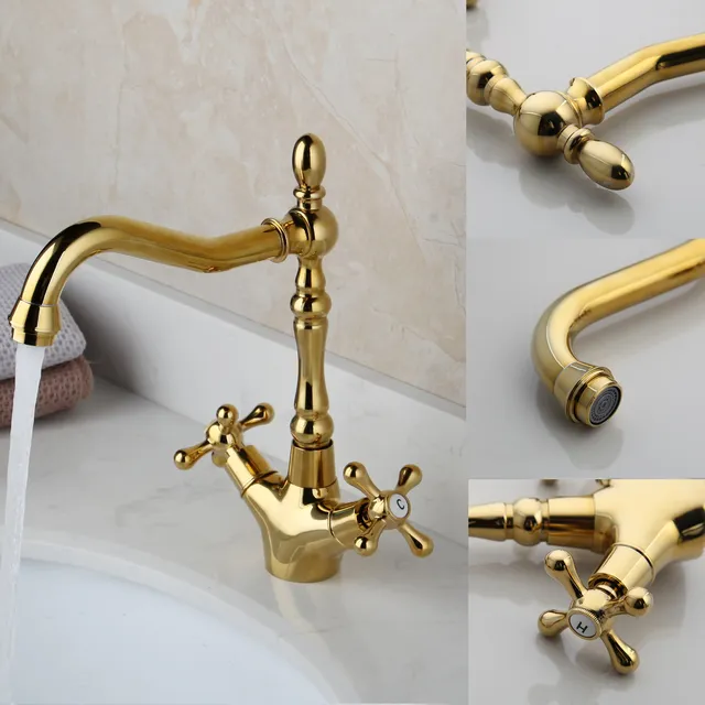 KEMAIDI robinet de lavabo de salle de bains doré – vue 7