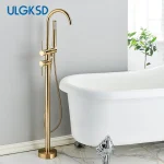 Robinet de baignoire sur pied à poignée unique, robinet de centre commercial, bec pivotant à 360 °, douchette à main en ABS, robinet HOShower