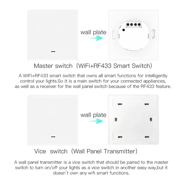 Interrupteur mural intelligent WiFi RF433 – vue 4