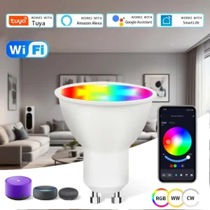 Ampoule LED intelligente Tuya WiFi GU10 AC 220V 110V, 5/7/9W, projecteur Led RGB, intensité variable, application vocale, fonctionne avec Alexa Google Home Ampoule LED intelligente Tuya WiFi GU10 AC 220V 110V, 5/7/9W, projecteur Led RGB, intensité variable, application vocale, fonctionne avec Alexa Google Home