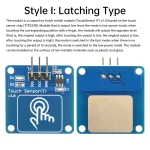 Module de commutation à capteur tactile numérique TTP223B, Module tactile capacitif à 1 canal, Type de loquet à Action ponctuelle plaquée or