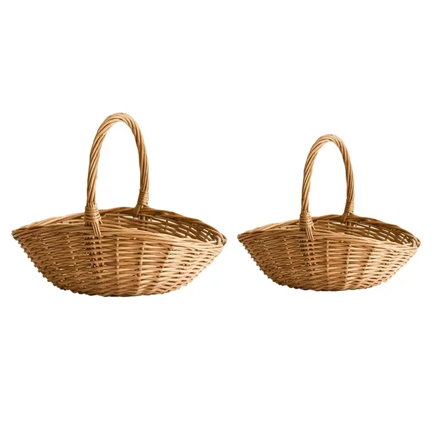 Panier osier tressé anse renforcée ovale fond plat… – vue 4