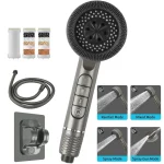 Pommeau de douche avec filtre à eau dure, 4 Modes, 15 couches de Filtration, économie d&rsquo;eau, pomme de douche haute pression, tuyau de 1.5m avec interrupteur de Pause