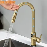 Smart Touch Kitchen Faucet with Motion Sensor Hot Cold Pull Out Kitchen Sink Mixer Tap Digital Touch on Activated Kitchen Faucet