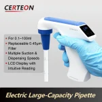 Aide Pipetage Portable OniFiller Plus-E 0.1-100ml Rechargeable Écran LCD pour Laboratoire avec Filtre Membrane 0.45μm Grande Capacité Conception Ergonomique