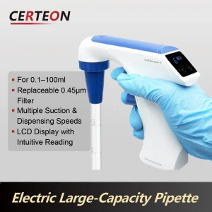 Aide Pipetage Portable OniFiller Plus-E 0.1-100ml Rechargeable Écran LCD pour Laboratoire avec Filtre Membrane 0.45μm Grande Capacité Conception Ergonomique