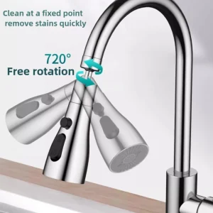 Robinet de cuisine haute pression mitigeur rotatif à 360 degrés mitigeur d’évier avec douche 3 Modes, robinets de cuisine extractibles accessoires de cuisine Robinet de cuisine haute pression mitigeur rotatif à 360 degrés mitigeur d’évier avec douche 3 Modes, robinets de cuisine extractibles accessoires de cuisine