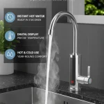 Robinet de chauffe-eau électrique instantané 300W, robinet d&rsquo;évier de cuisine chaud et froid avec protection contre les surchauffes et Installation facile pour le lavage de la vaisselle