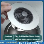 Filtre d&rsquo;évier de cuisine 3 en 1 Pop Up ABS plaqué argent, panier de vidange, noyau rebondissant, bouchon anti-fuite