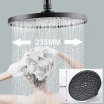 Pommeau de Douche Noir à Grand Débit Rond, Pulvérisateur de Pluie à Charge Smile ABS 360, Accessoires HOShower Réglables