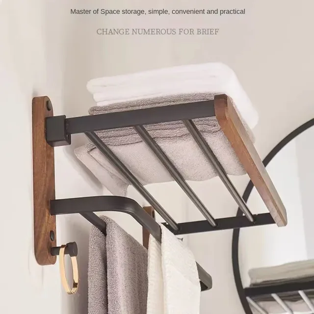 Étagère à serviettes de salle de bain en bois – vue 2