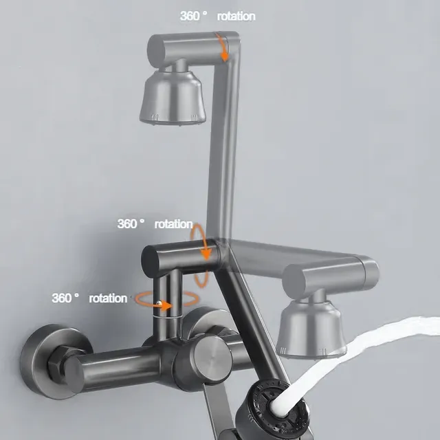 Robinet de cuisine mural en acier inoxydable – vue 4