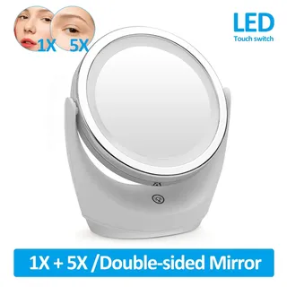 Miroir de maquillage LED 1X 5X Grossissement Rotation Portable Double…