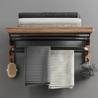 Étagère à serviettes de salle de bain en bois