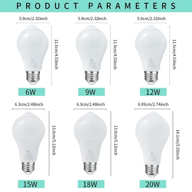 4 pièces ampoule LED Radar capteur de mouvement ampoule… – vue 3