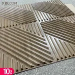 10 pièces panneau mural 3D décor mural intérieur, mur de panneau en fausse bois de chêne naturel, autocollant mural d&rsquo;accent diamant salon, chambre à coucher, Locby