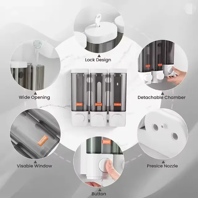 Distributeur de savon liquide à trois têtes – vue 5