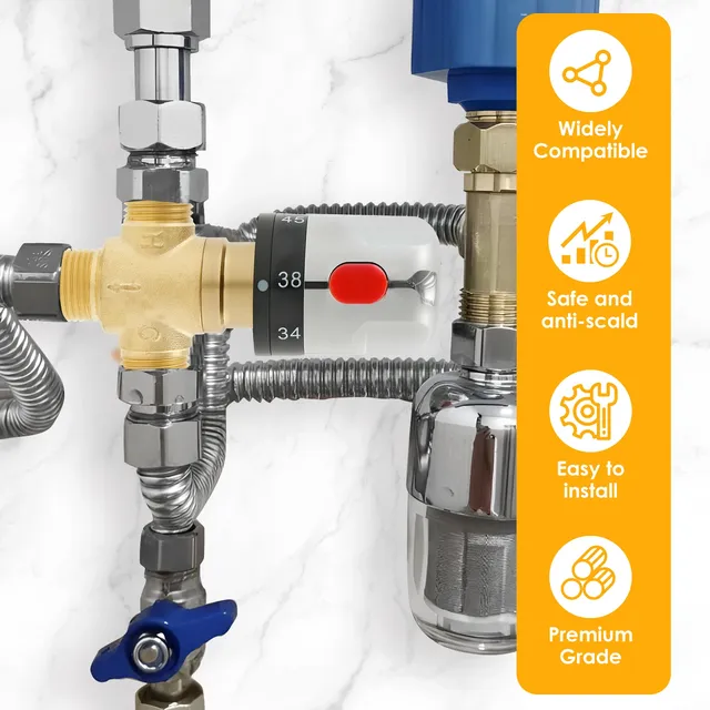 Vanne de mélange thermostatique en laiton – vue 3