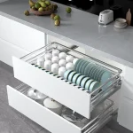 Kitchen Stainless Steel Storage Rack Slide Rails Cabinet Drawers Type Bowl Basket Seasoning Built-in Dish Organizer Accessories