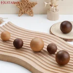 Bouton rond minimaliste en bois de noyer poignée de porte d&rsquo;armoire de cuisine noyer naturel frêne décor en hêtre boule de quincaillerie de meubles tire le bouton