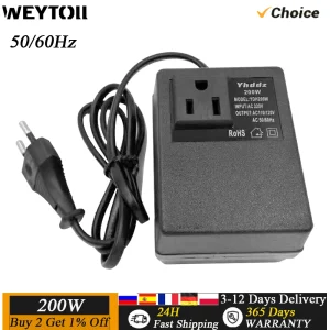 convertisseur tension 200W 220V 110V voyage adaptateur secteur compact portable intelligent sécurisé précision efficace faible consommation