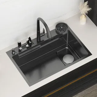 Évier cuisine acier inoxydable 304 brossé posé sur plan bac unique…