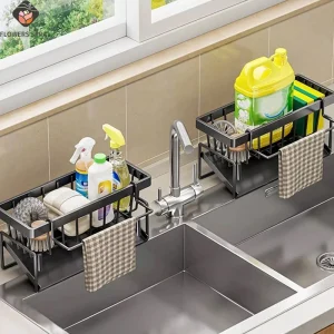 Support de rangement pour outils de nettoyage d’évier de cuisine noir/blanc, support de Drainage en acier inoxydable de cuisine, support de rangement pour nettoyeur d’éponge Support de rangement pour outils de nettoyage d’évier de cuisine noir/blanc, support de Drainage en acier inoxydable de cuisine, support de rangement pour nettoyeur d’éponge