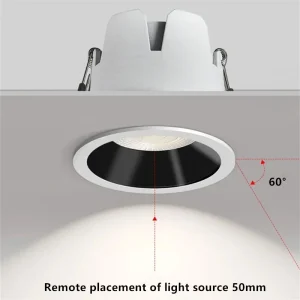 spot encastrable LED rond plafond aluminium blanc mat baffle noir antiéblouissement dimmable variateur OSRAM CRI90 angle soixante degrés faisceau large