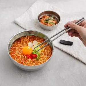 Bol isolé double couche en acier inoxydable, adapté à maintenir les nouilles, les céréales, la crème glacée, les soupes, les ramen de style coréen, etc.