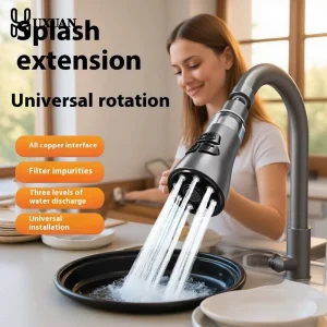 Extension de robinet de filtre à eau d&rsquo;évier de cuisine avec fonction de filtre universelle 720 °   Robinet de lavabo avec filtre anti-éclaboussures et aérateur rotatif