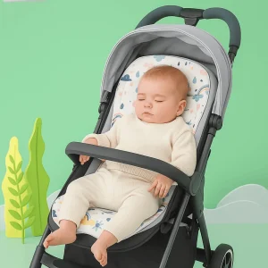 Coussin de poussette doux pour bébé, confortable, imprimé de dessin animé, tapis de siège de voiture, chaise de salle à manger respirante, coussin en coton