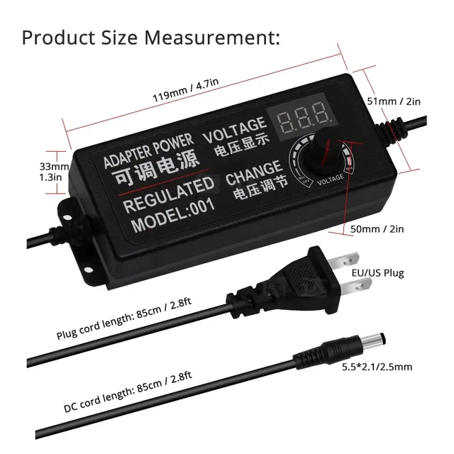 Adaptateur réglable 3V à 12V 5A ou 3V à 24V 2A – vue 2