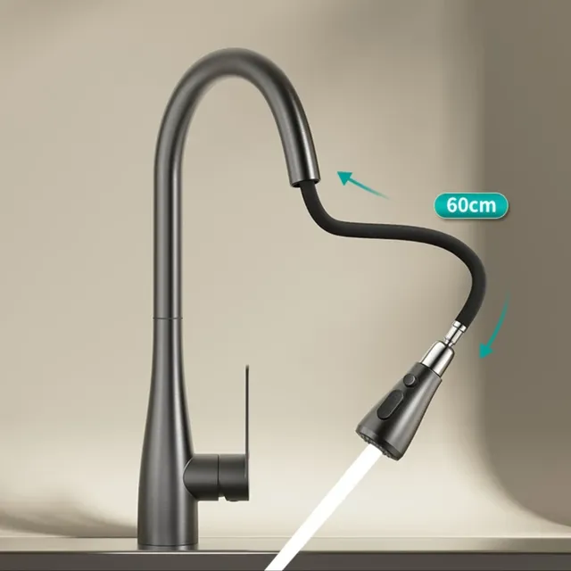 Mitigeur cuisine acier inoxydable bec cygne haut noir… – vue 7