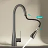 Mitigeur cuisine acier inoxydable bec cygne haut noir… – vue 7