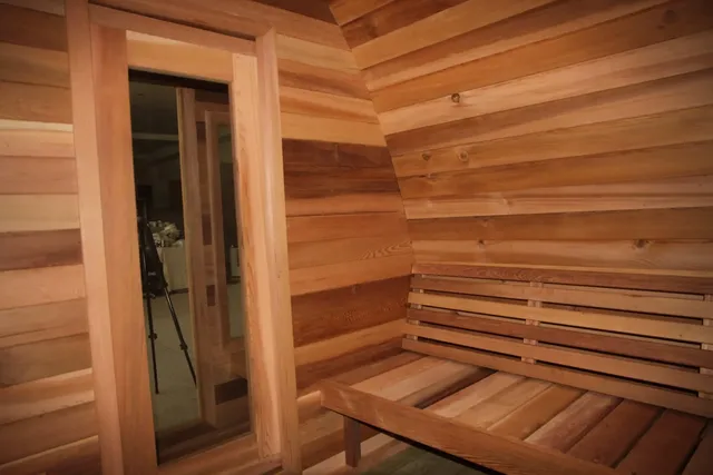 Cabine sauna extérieur cèdre canadien arqué lames… – vue 6
