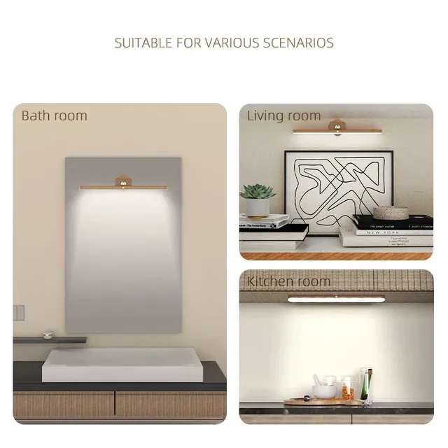LED en bois veilleuse miroir avant lumière de… – vue 4