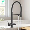 mitigeur cuisine monotrou bec haut col flexible noir mat double sorties eau filtrée purification céramique poignée ergonomique pivotant