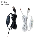 Variateur USB connecteur de fil de 2m avec interrupteur 10 gradation continue pour panneau lumineux LED monochrome 5V et bandes lumineuses