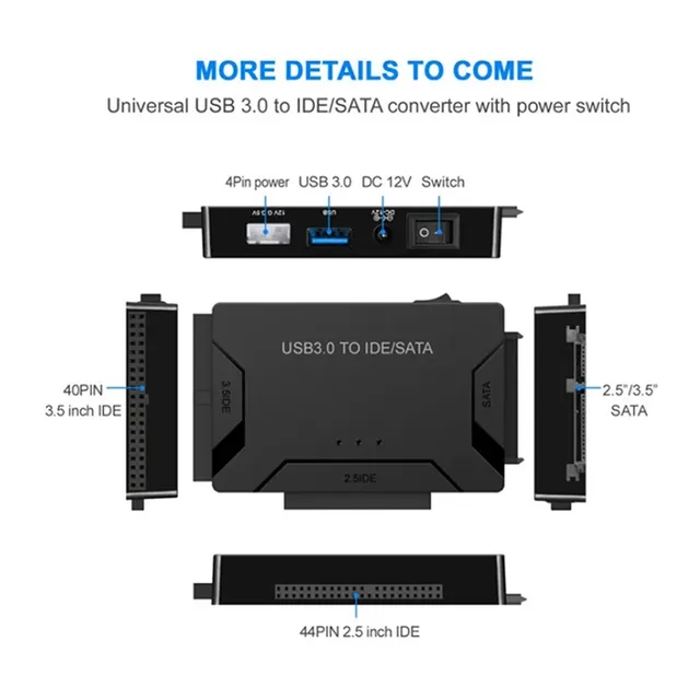 Adaptateur de disque dur USB 3.0 vers SATA IDE – vue 4