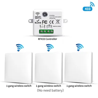 Interrupteur mural sans fil autoalimenté bouton poussoir 433MHz…
