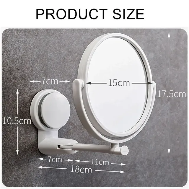 Miroir mural maquillage pliant articulé ventouse adhésif… – vue 6