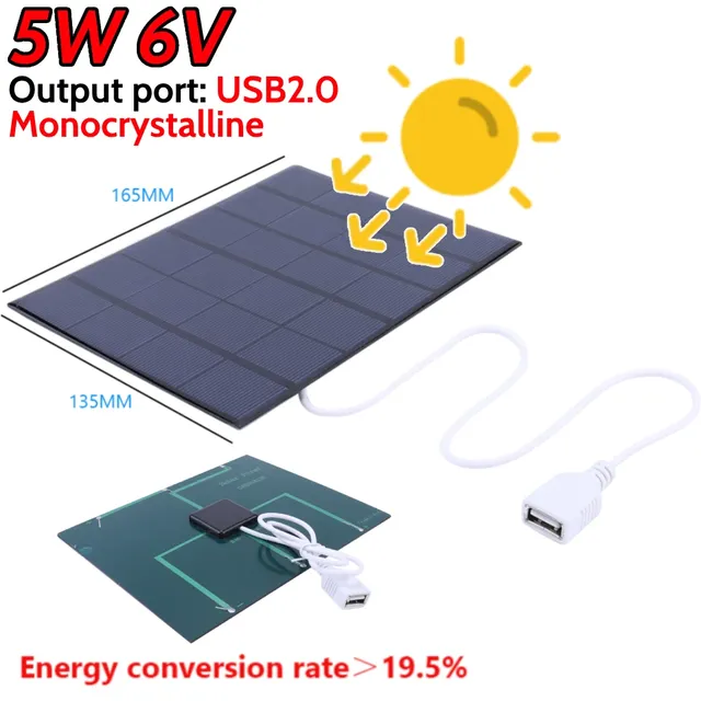 Panneau solaire Portable USB 5W 6V
