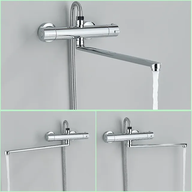 Mitigeur thermostatique mural baignoire douche chrome… – vue 6