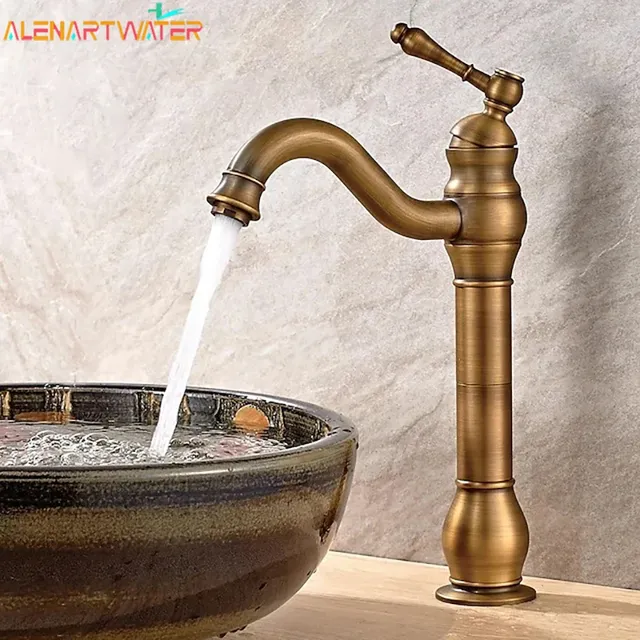 Robinet de lavabo Antique en laiton à poignée unique – vue 2