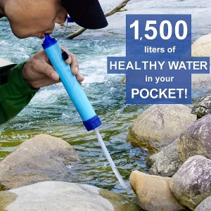 Paille de purificateur d&rsquo;eau Portable en 4 étapes, élimine les impuretés de 99.9999%, idéale pour les aventures en plein air, filtre jusqu&rsquo;à 1 500L, 1 pièce