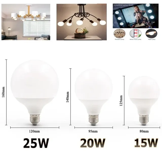 Ampoule LED E27 20W 15W 220V 230V G80 G95 G120 économie… – vue 3
