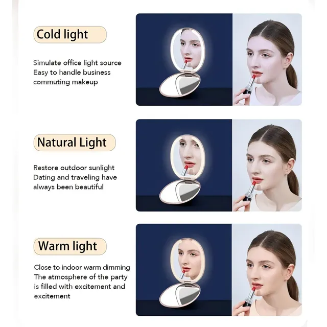 Miroir de maquillage LED portable Double face… – vue 2