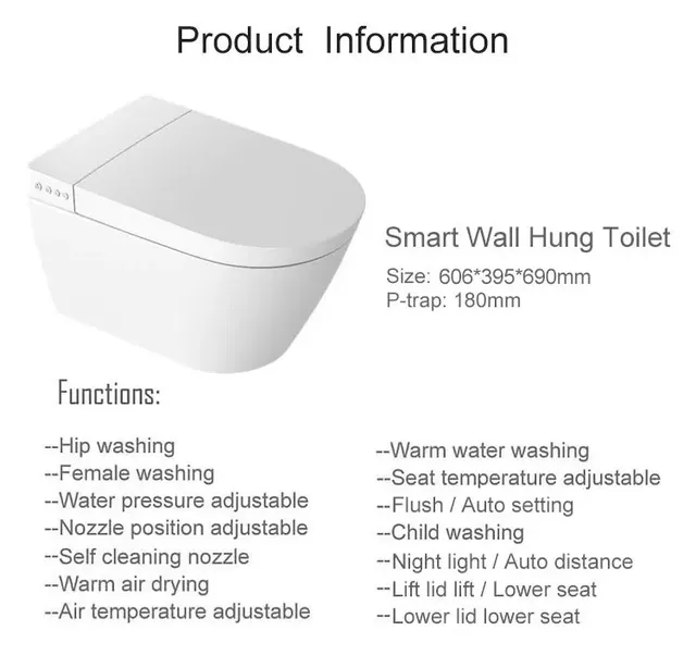 Siège de toilette intelligent mural au Design moderne – vue 6