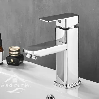 Mitigeur lavabo monocommande chromé design carré contemporain corps…